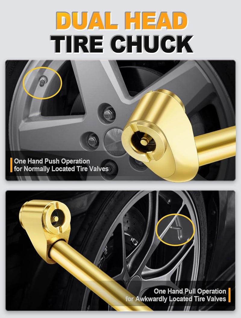 EVOULTES 2-Way Connection Air Chuck Set, Heavy Duty Dual Head Air Chuck with Closed Ball Tire Chuck & 1/4 Inches NPT Male Quick Plug, Tire Air Fill Kit for Tire Inflator Gauge and Air Compressor - Image 4